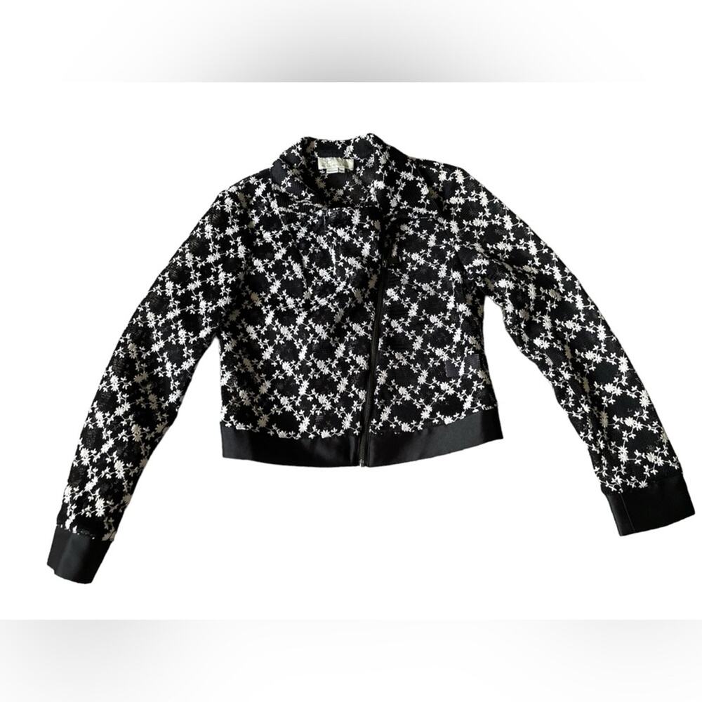 Sachin + Babi Black and White Floral Tweed Jacket